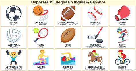 Deportes Y Los Juegos En Inglés Y Español En Lista Completa Para Niños