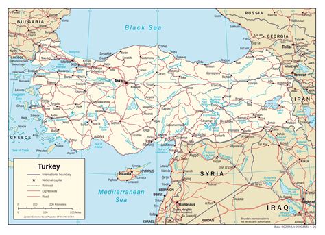 Large Detailed Political Map Of Turkey With Roads Railroads And Major
