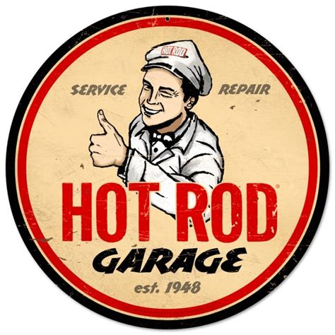 Retro Hot Rod Garage Metal Sign 14 X 14 Inches Auto Memorabila