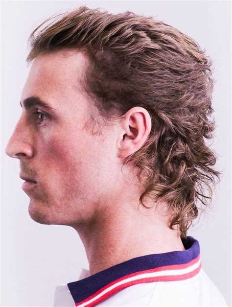 Pushed Back Top With Curled Mullet Mullet Hairstyle Mullet Haircut Haircuts For Men