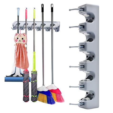 Mop And Broom Holder Wall Mounted Tool Best Offer Home Garden And