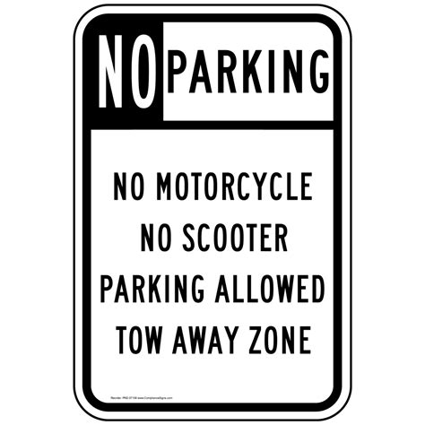 Vertical Sign Parking Not Allowed No Parking No Motorcycle
