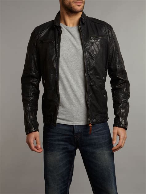 Diesel Leather Biker Jacket In Black For Men Lyst