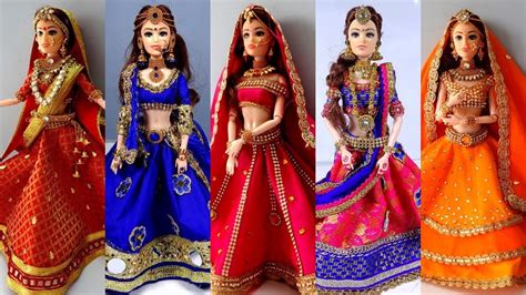 5 Barbie Bridal Lehenga Designs Indian Wedding Lehengas For Dolls Youtube