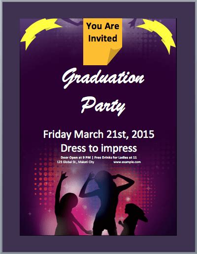 graduation party invitation flyer template word templates