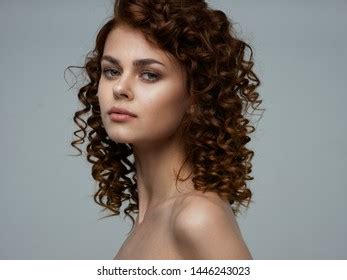 Beautiful Face Curly Hair Naked Shoulders Stock Photo 1446243023