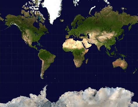 World Satellite Map In Mercator Projection Ncpedia