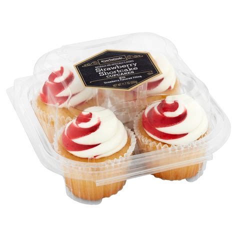 Marketside Strawberry Shortcake Cupcakes 117 Oz 4 Count Walmart
