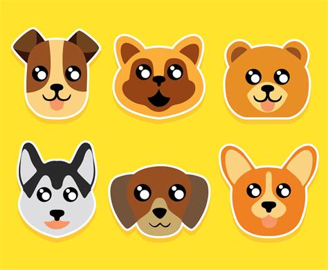 Super Cute Dog Face Collection Vector Vector Art And Graphics