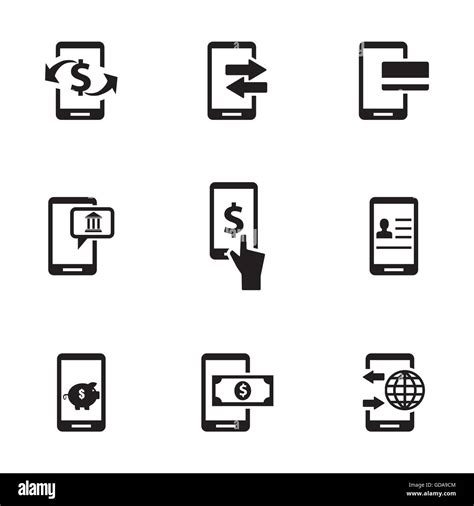 Vector Black Mobile Banking Icons Set Stock Vector Image And Art Alamy