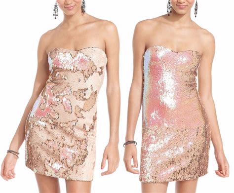 As U Wish Iridescent Pink Sequin Reversible Sweetheart Neckline