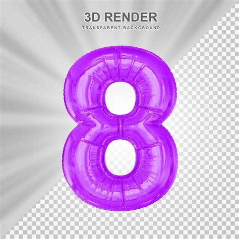 Premium Psd Purple Number 8