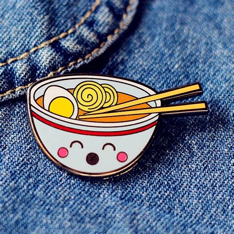 Cartoon Kawaii Ramen Noodle Enamel Brooch Pin Backpack Hat Bag Jeans
