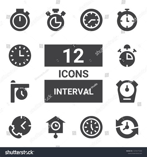 Interval Icon Set Collection 12 Filled Stock Vector Royalty Free