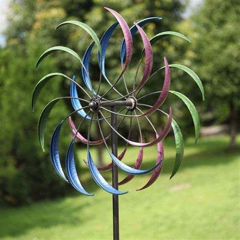 Metal Kinetic Rainbow Wind Spinner Decorative Lawn Ornament Windmill