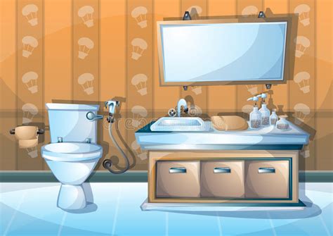 Cartoon Vector Illustration Interior Bathroom Stock Vector