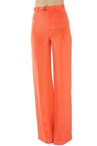 Rebecca Minkoff Sanna Pant Wide Leg Mid Rise Neon Orange 100 Silk New