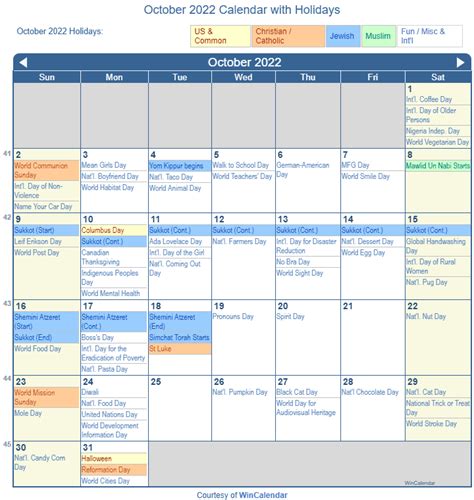 Print Friendly October 2022 US Calendar for printing