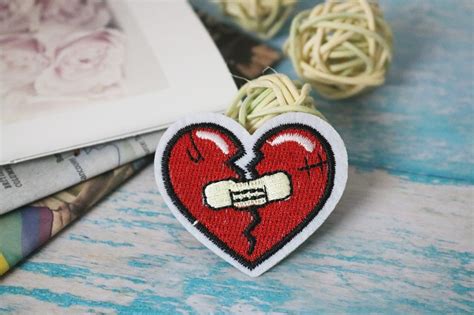 Broken Heart Patchheart Patchembroidered Iron On Sew Etsy