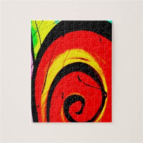 Red Swirl Abstract Art Jigsaw Puzzle Zazzle