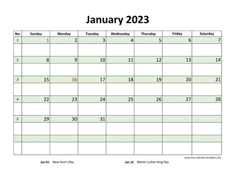 January 2023 Free Calendar Tempplate Free Calendar