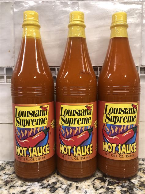 3 Bottles Louisiana Supreme Hot Sauce 12 Oz Bottle Wing Tabasco Chili