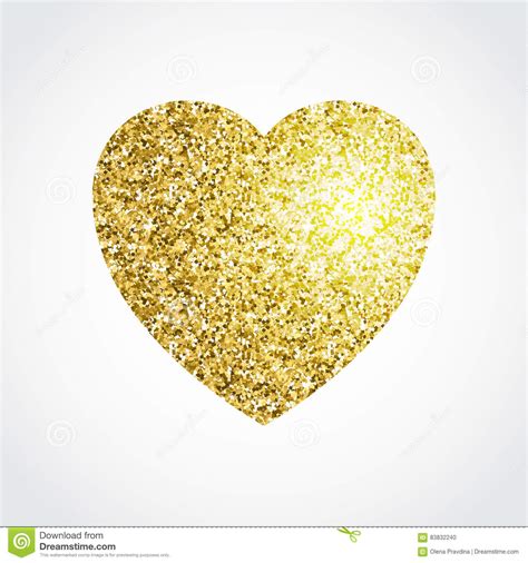 Gold Glitter Heart Isolated On White Background Stock Vector