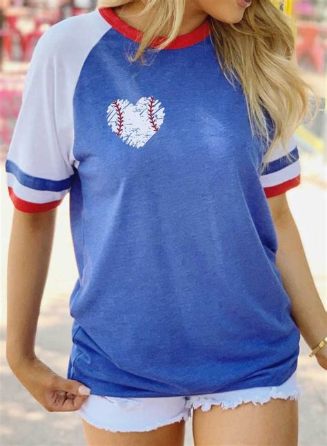 Womens T Shirts Color Block Baseball T Shirts Lc2526954