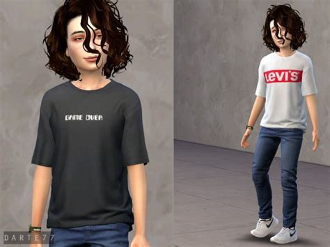 The Sims Resource Loose Fit T Shirt For Kids By Darte77 Sims 4 Downloads