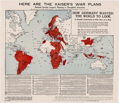 World War One Propaganda Map Advocating American Intervention Rare
