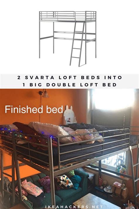 Turning 2 Svarta Loft Beds Into One Big Double Loft Bed Ikea Hackers