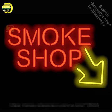 Neon Sign For Smoke Shop With Right Arrow Neon Light Sign Custom Design