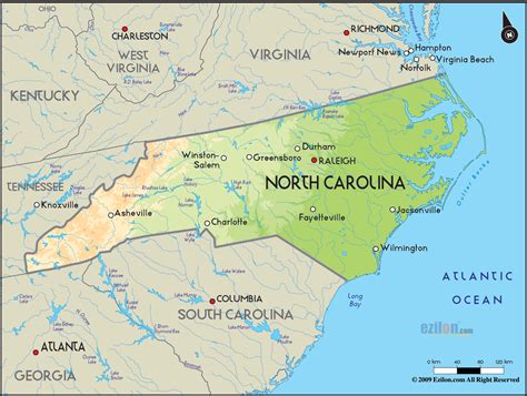 North Carolina Map Free Large Images