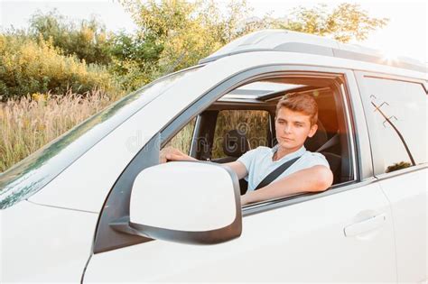 Young Handsome Confident Man Driving Car Stock Image Image Of