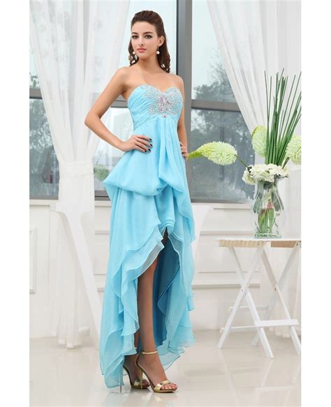 A Line Sweetheart Asymmetrical Chiffon Prom Dress With Beading Op