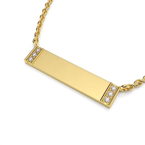 custom 14k and diamond name bar necklace personalized engraved etsy