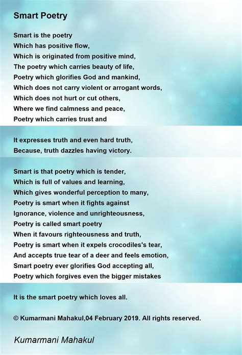 Smart Poetry Smart Poetry Poem By Kumarmani Mahakul