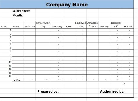Salary Sheet Template Free Report Templates Report Template