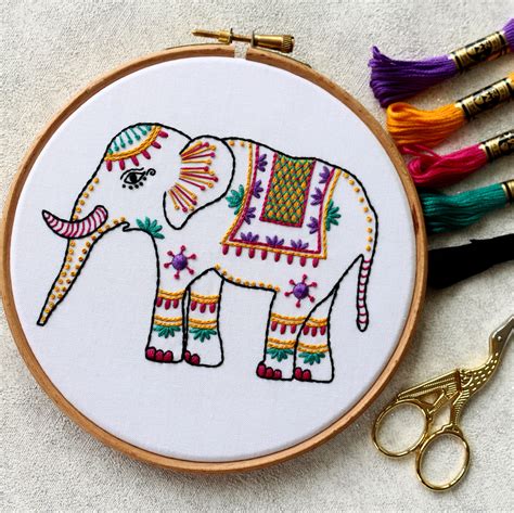 elephant-embroidery-embroidery-kit-etsy,-animal-embroidery-patterns