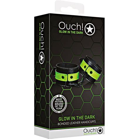 Ouch Glow In The Dark Bonded Leather Handcuffs Neon Green
