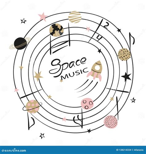Space Music Vector Illustration For Kids Design Stock Vector