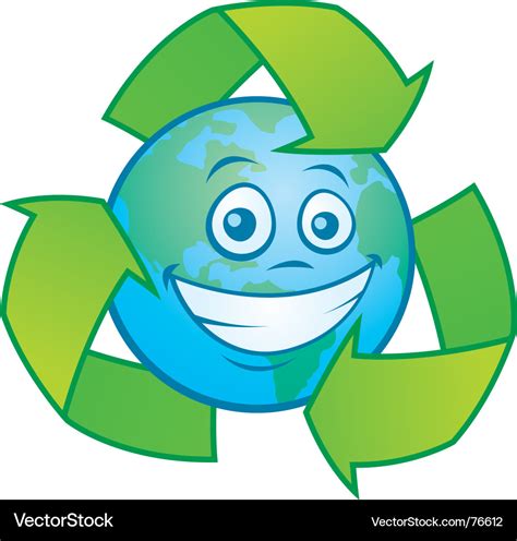 Earth Cartoon With Recycle Symbol Royalty Free Vector Image