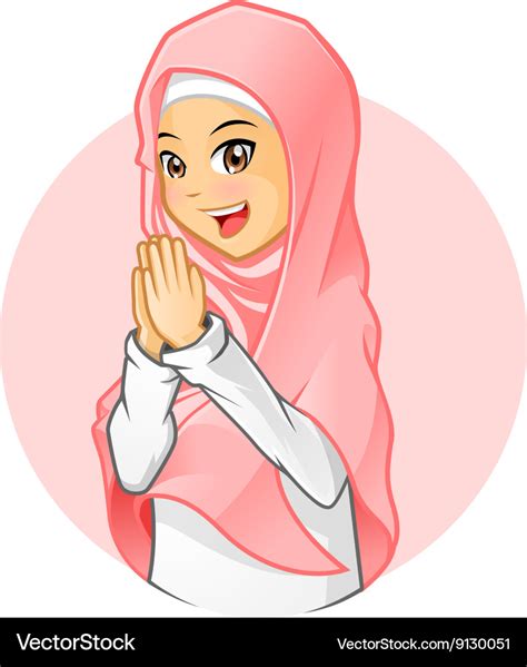 Muslim Girl With Salutation Pose Royalty Free Vector Image