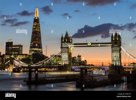 Magnificent View Of Tower Bridge The Shard And The River Thames At