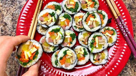 They're made of glass noodles rolled in seaweed paper (gim) and then deep fried. Making Kimbap - KOREAN SEAWEED ROLLS - YouTube