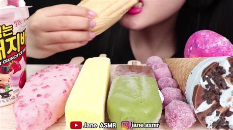 Bites Only Asmr Rainbow Ice Cream Parfait Strawberry Green Tea Corn Mukbang Jane Asmr