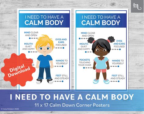 Calm Down Corner I Need To Have A Calm Body Posters Etsy