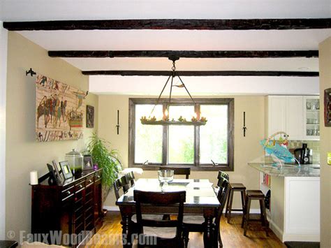 Faux Wood Beam Ceiling Designs Traditional Dining Room New York