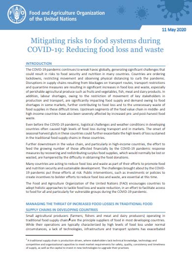 Mitigating Risks To Food Systems During Covid Reducing Food Loss And Waste Policy Support