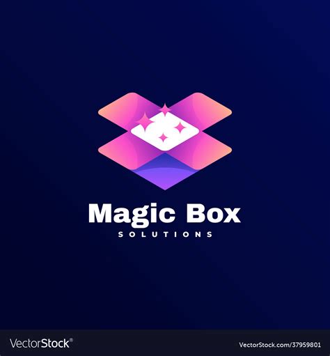 Logo Magic Box Gradient Colorful Style Royalty Free Vector